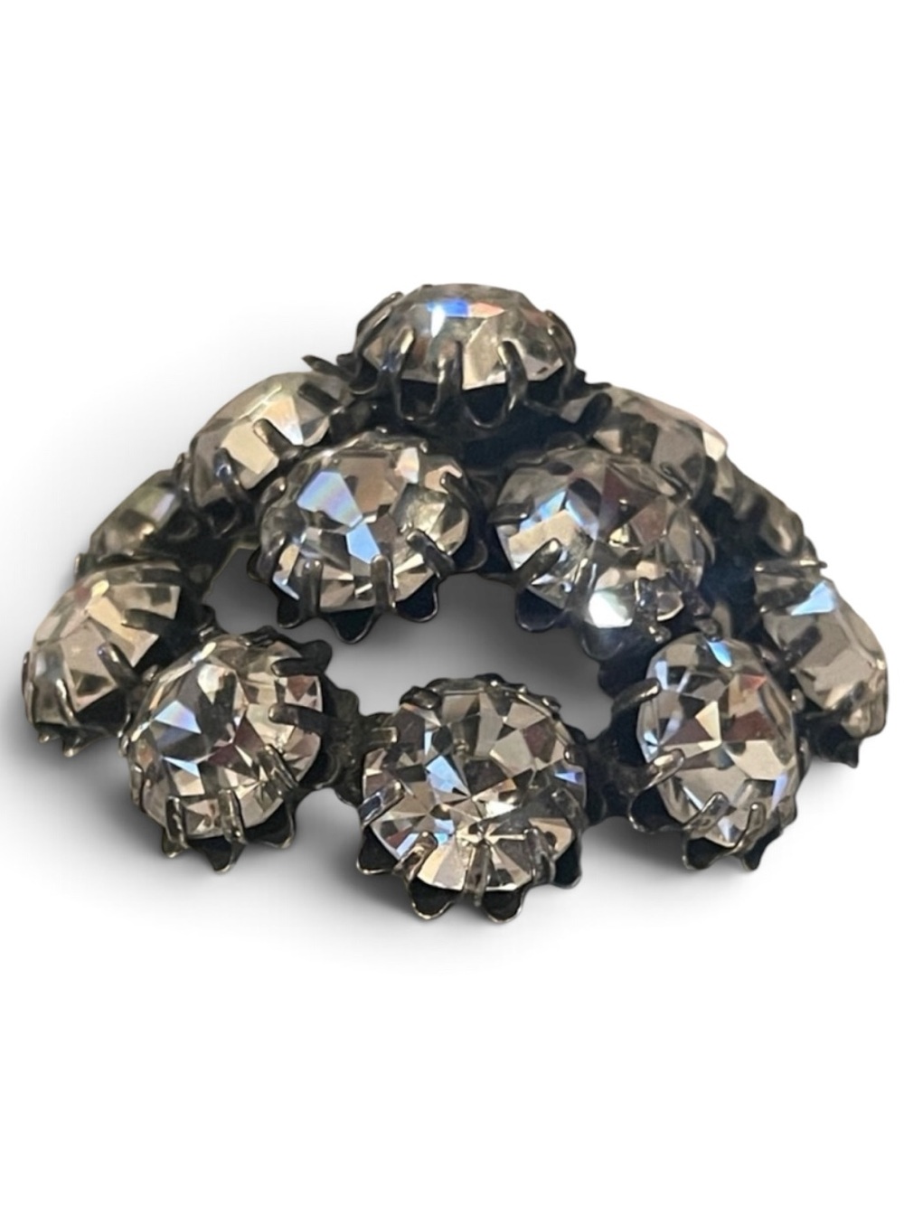 Vintage High Domed Austrian Crystal Japanned Cupcake Setting Brooch